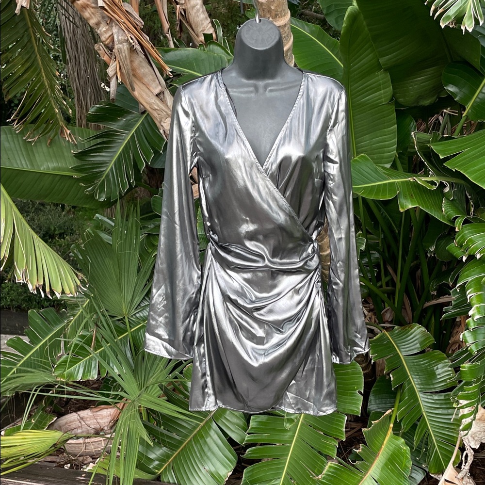 H&M silver wrapped dress